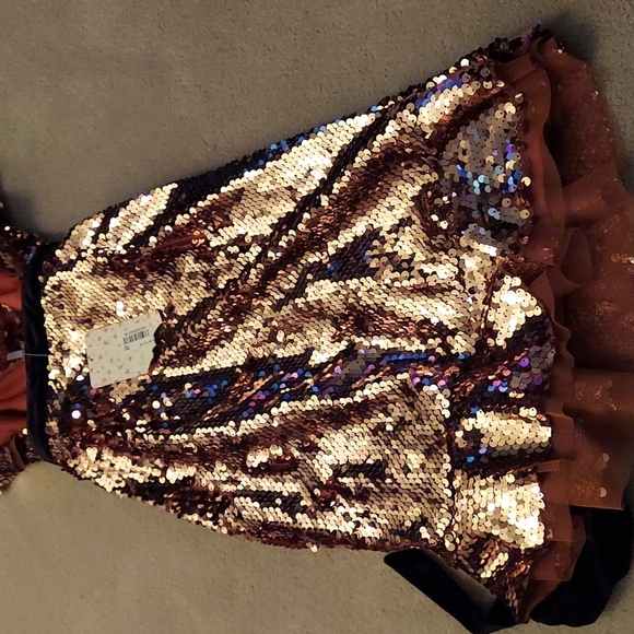 Free People NEW Tribeca Gold Sequin Mini Party Dress Size 2 - Picture 6 of 12